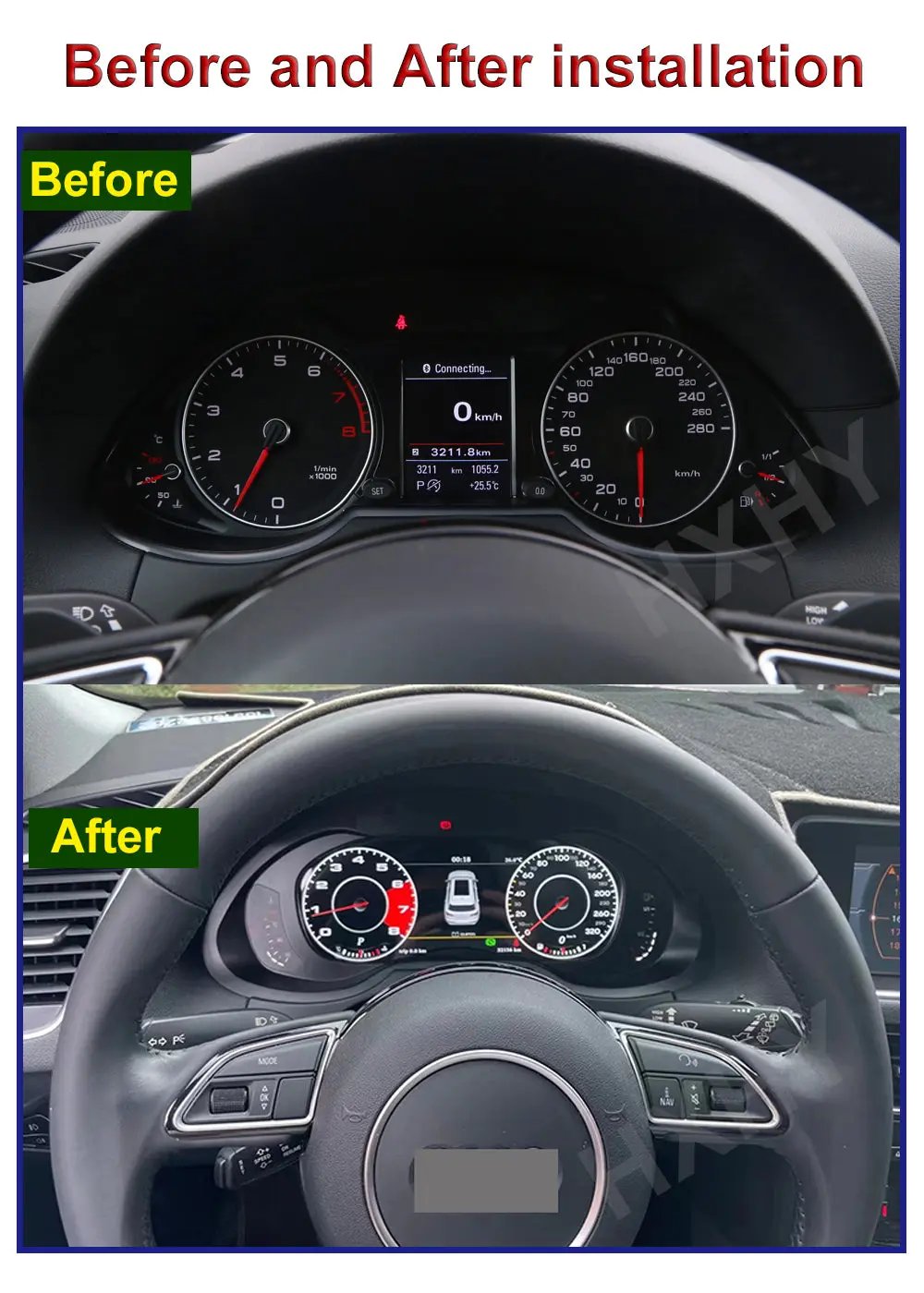 Virtual cluster for Audi a3(8v) A4 S4 Rs4 A5 S5 Rs5 A5 Q5 SQ5 TT 2008 t0 2018 In stock with Supplier 7 to 14 days