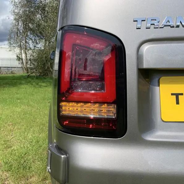 VW Transporter T6 – Rear Lights – Sequential Indicator – LED – RHD – Barn Door – Red Smoke In stock with Supplier 7 to 14 days