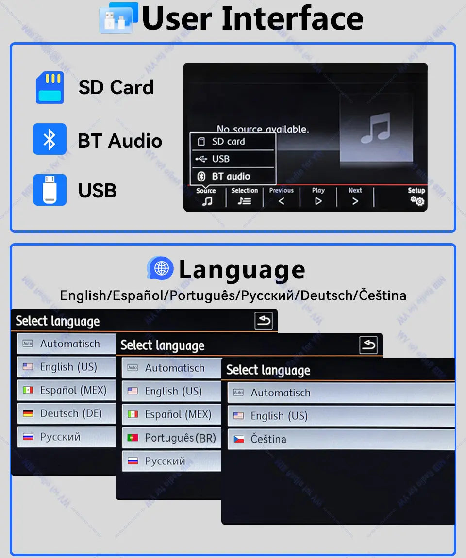 Volkswagen MIB2 6.5 inch Carplay and Android auto MQB Radio rcd440 with Rear usb port In stock with Supplier 7 to 14 days
