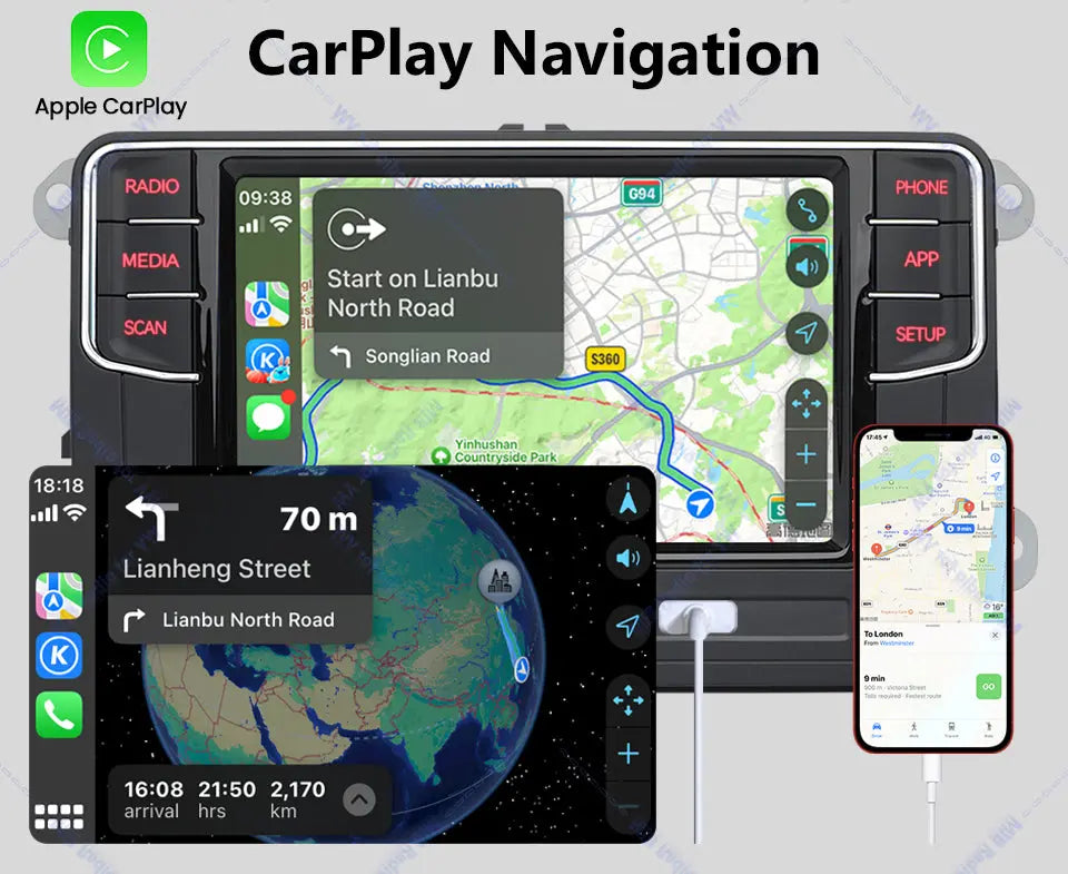 Volkswagen MIB2 6.5 inch Carplay and Android auto MQB Radio rcd440 with Rear usb port In stock with Supplier 7 to 14 days