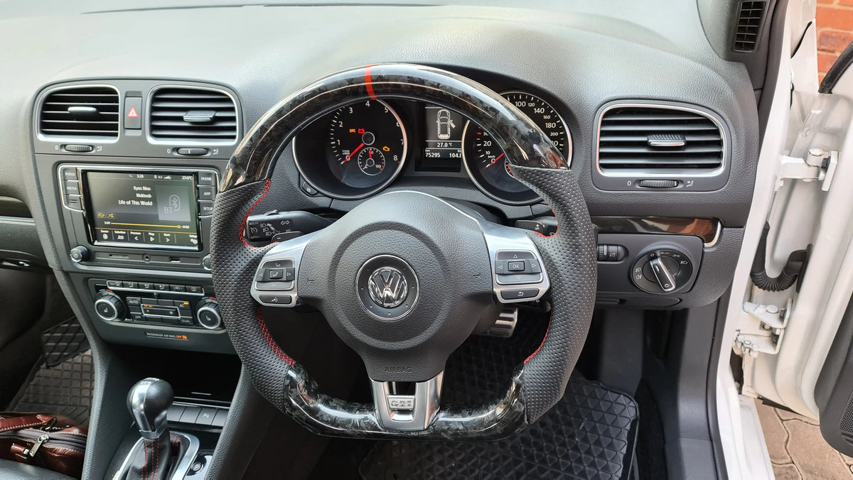 Carbon Fiber Steering Wheel Volkswagen mk6 Gti / R / Scirocco / Polo (Airbag cover excl ) Made on order 6 to 8 weeks