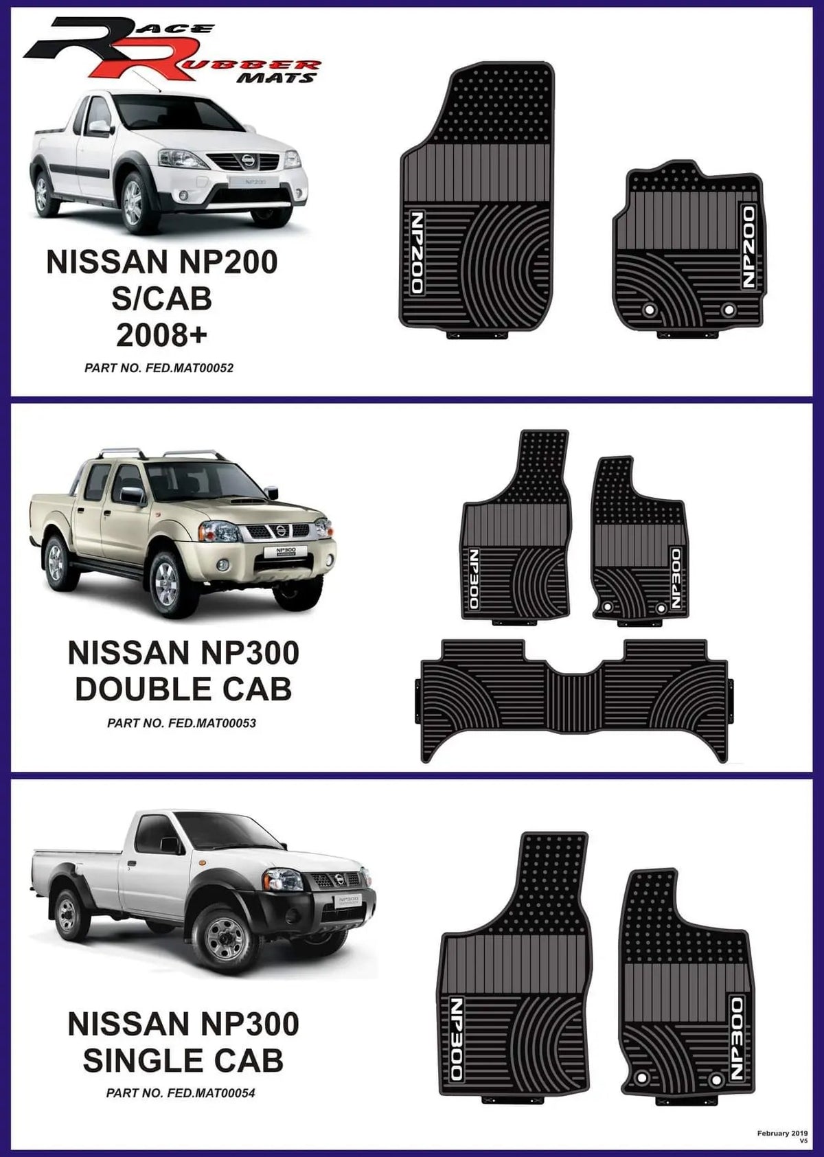 Nissan Np200 / Np300 Heavy Duty Rubber mats Retrofitters RSA