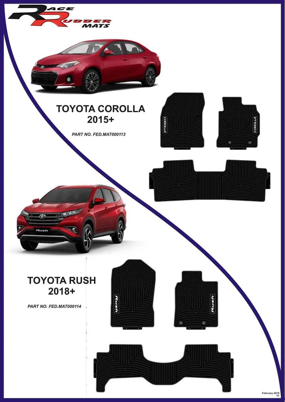 Toyota Corolla / Rush Heavy Duty Rubber mats Retrofitters RSA
