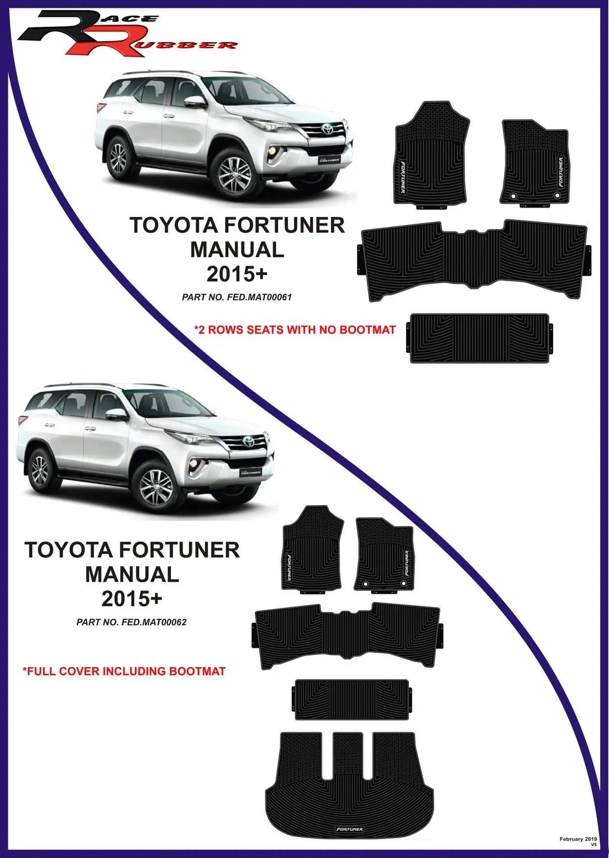 Toyota Fortuner Heavy Duty Rubber mats Retrofitters RSA