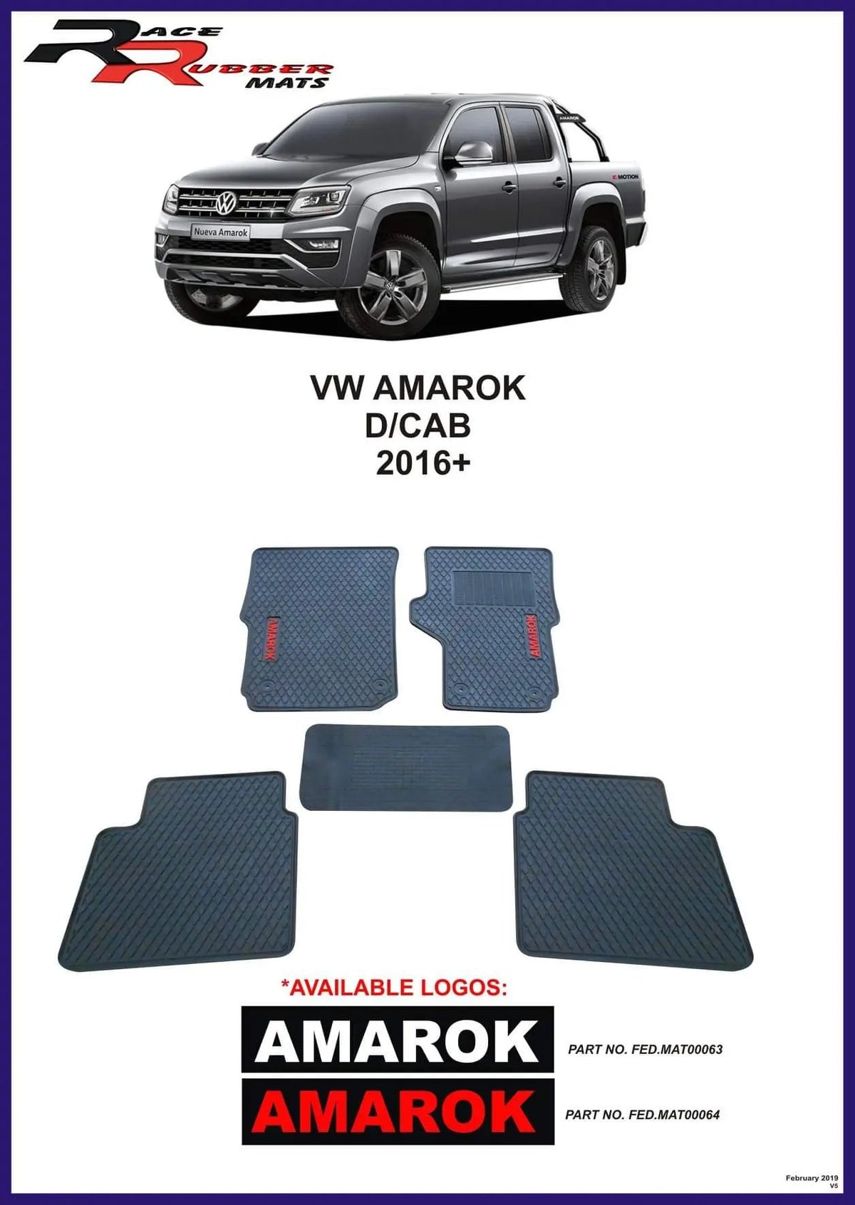 Volkswagen Amarok 2016+ Heavy Duty Rubber mats Retrofitters RSA