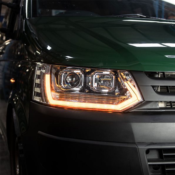 VW Transporter T5.1 (2010-15) – Headlights – V3 – LED DRL – RHD – Chrome