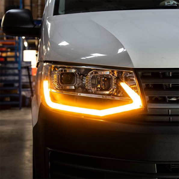 VW Transporter T6 – V3 Headlights – LED DRL – RHD – Chrome