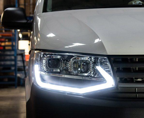 VW Transporter T6 – V3 Headlights – LED DRL – RHD – Chrome