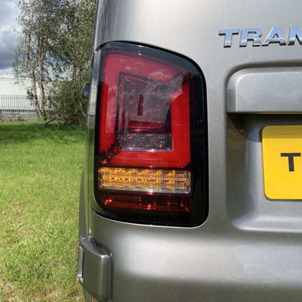 VW Transporter T6 – Rear Lights – Sequential Indicator – LED – RHD – Barn Door – Red Smoke