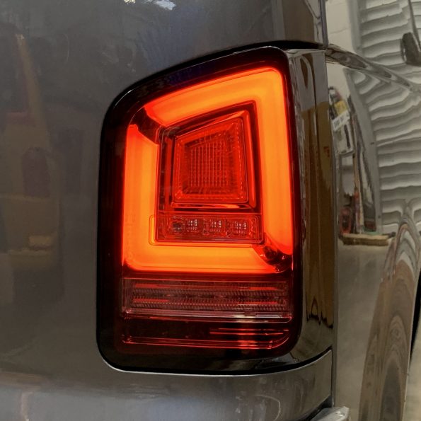 VW Transporter T5 (2003-09) – Rear Lights – Sequential Indicator – LED – RHD – Red Smoke