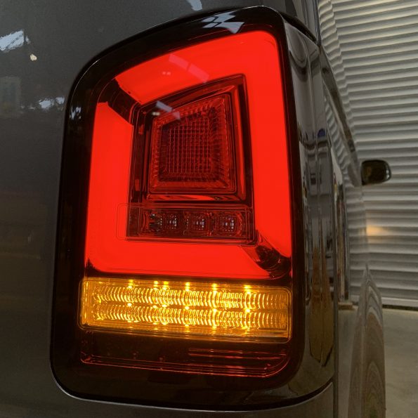 VW Transporter T5 (2003-09) – Rear Lights – Sequential Indicator – LED – RHD – Red Smoke