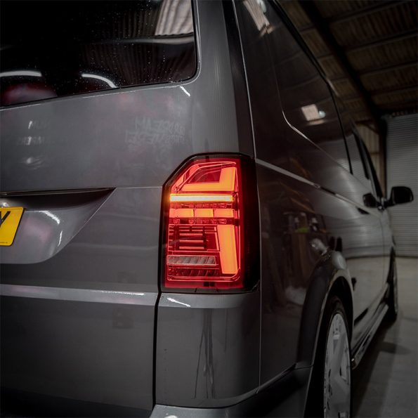 VW Transporter T6.1 – Rear Lights – Sequential Indicator – LED – RHD – Tailgate – Red Clear