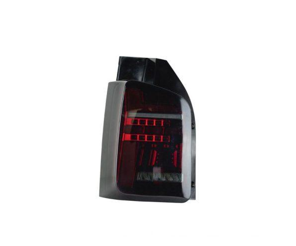 VW Transporter T5 (2003-09) – Rear Lights – Sequential Indicator – LED – RHD – Red Smoke (T6.1 Style)