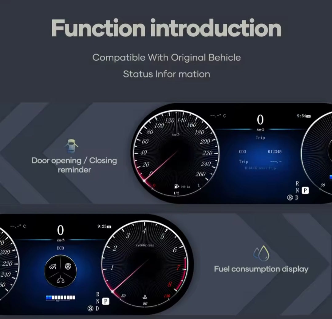 Virtual cluster for Mercedes Benz C/GLC W205/W253 15-18ys Auto