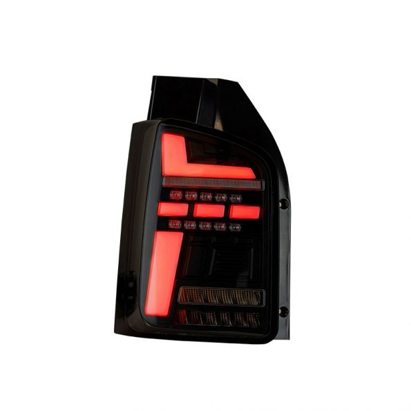 VW Transporter T5.1 (2010-15) Rear Lights – Sequential Indicator – LED – RHD – Black Smoke (T6.1 Style)