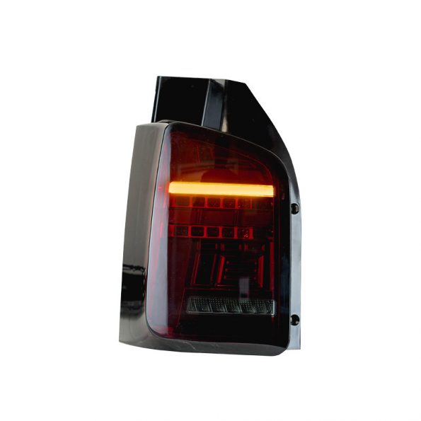 VW Transporter T5 (2003-09) – Rear Lights – Sequential Indicator – LED – RHD – Red Smoke (T6.1 Style)