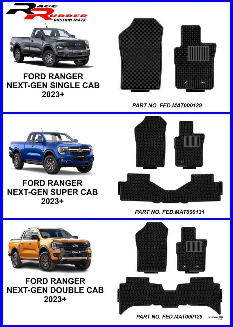 Ford Ranger Wildtrak / Raptor Heavy Duty Rubber mats