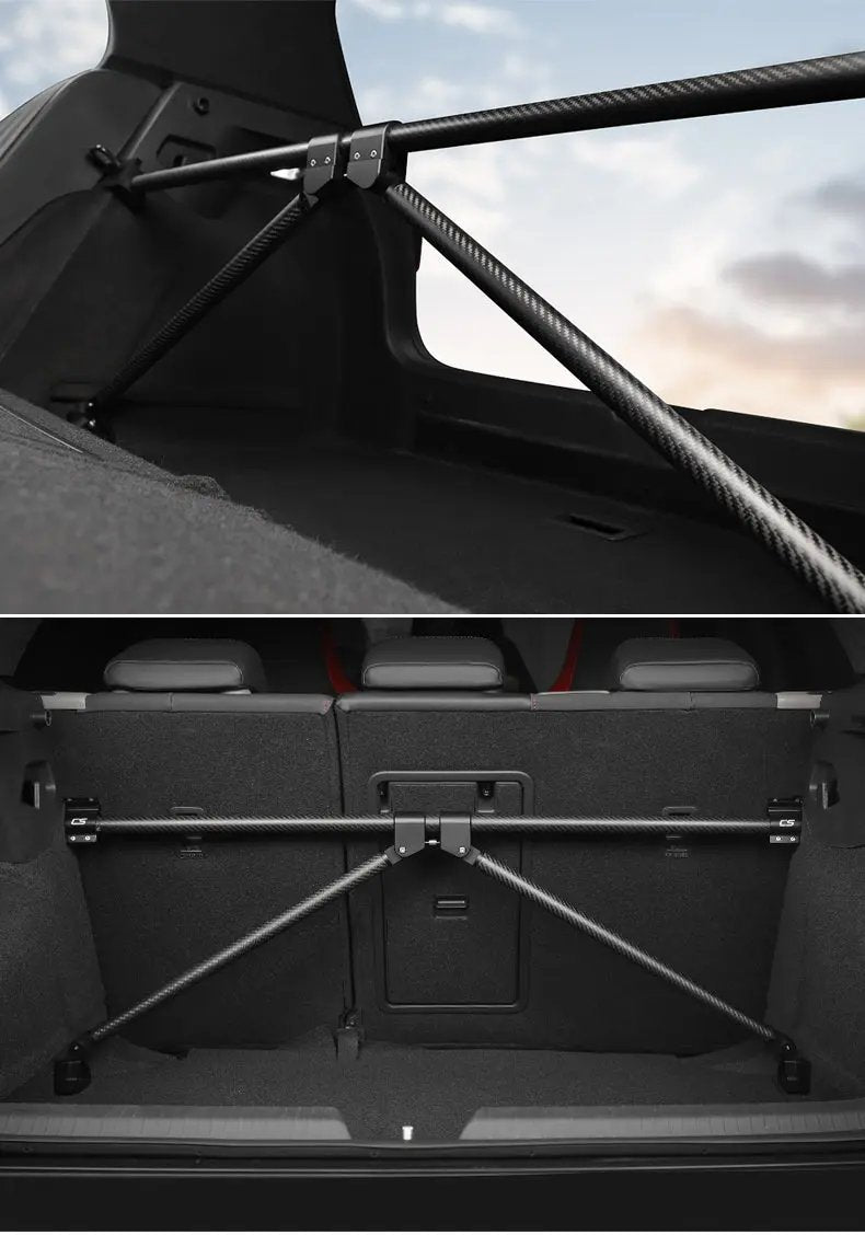 High Quality Carbon Fibre Rear Luggage Compartment
Rack Trunk Cross Bar Anti Slip Frame For VW Golf 7 and 8 Made on order 6 to 8 weeks
