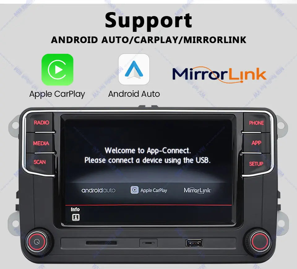 Volkswagen MIB2 6.5 inch Carplay and Android auto MQB Radio rcd440 with Rear usb port In stock with Supplier 7 to 14 days
