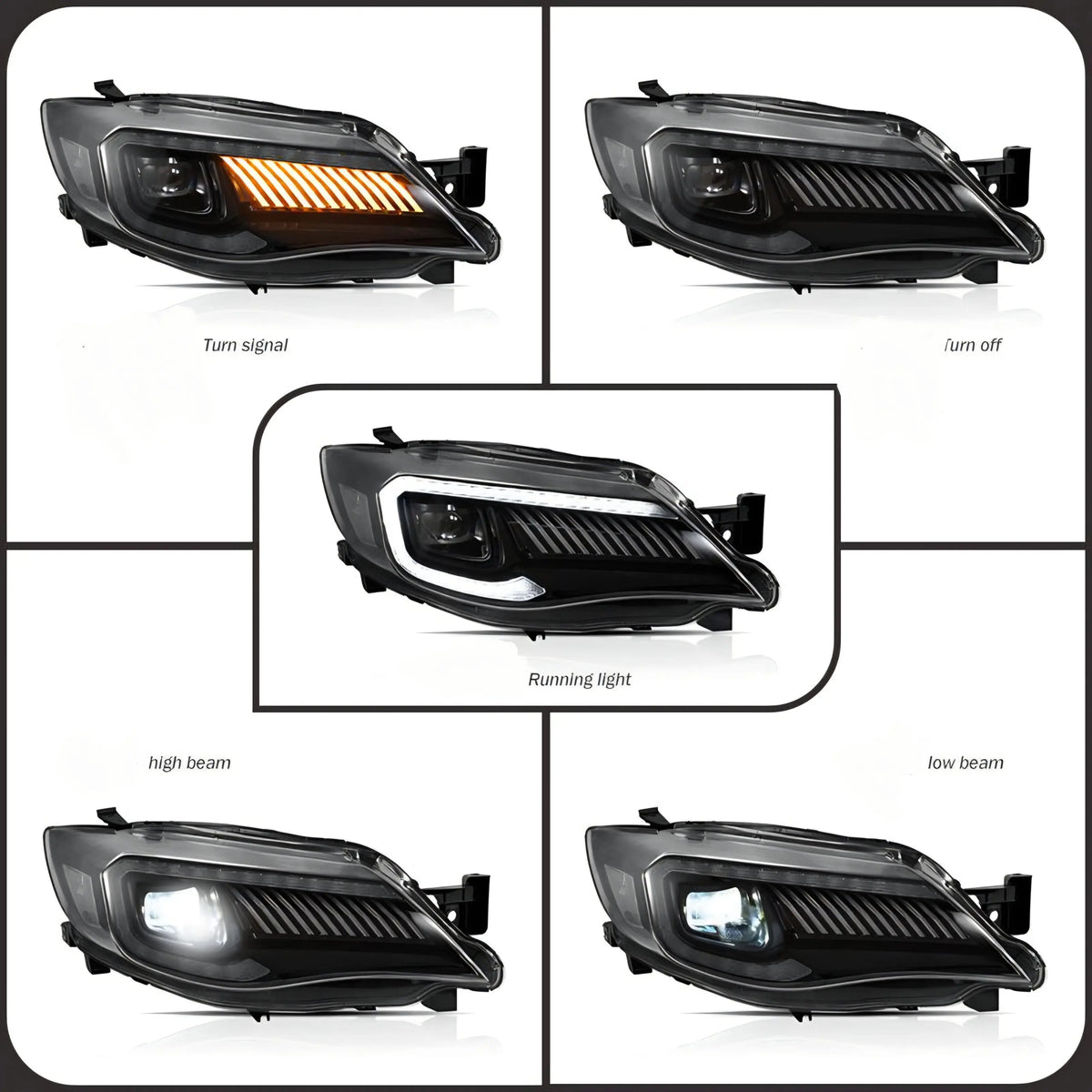 Pair LED Headlight Assembly for Subaru WRX 2008-2014 Headlight Plug and Play with DRL Dynamic Turn Projector Lens Headlamp In stock with Supplier 7 to 14 days