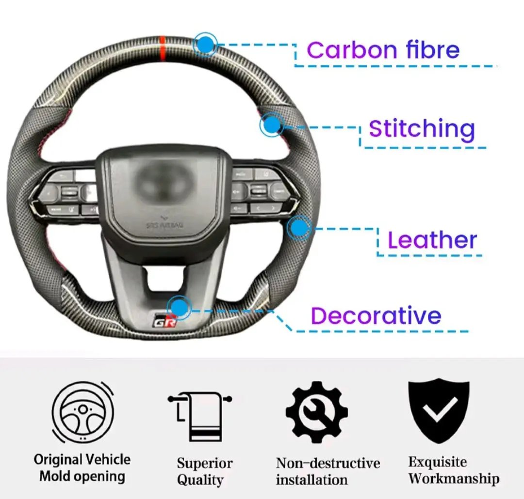 Carbon fiber steering Toyota Hilux and Cruizer complete wheel Made on order 6 to 8 weeks