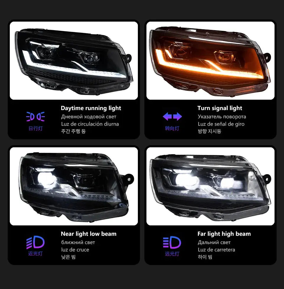 VW Transporter T6 – Headlights  LED DRL – RHD In stock with Supplier 7 to 14 days
