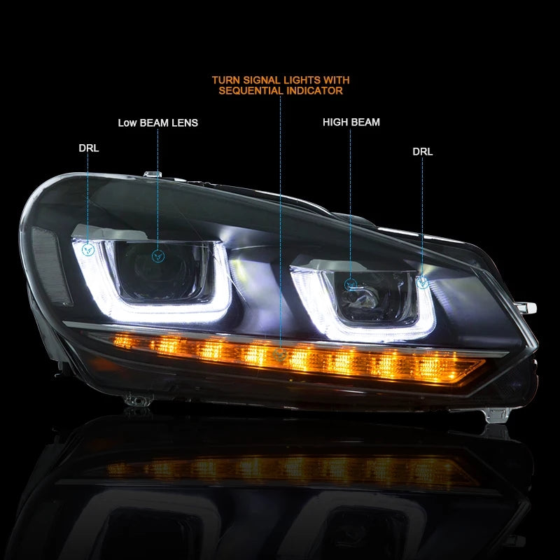 Volkswagen Jetta /Golf MK6 Headlights LED DRL Running lights Bi-Xenon Beam