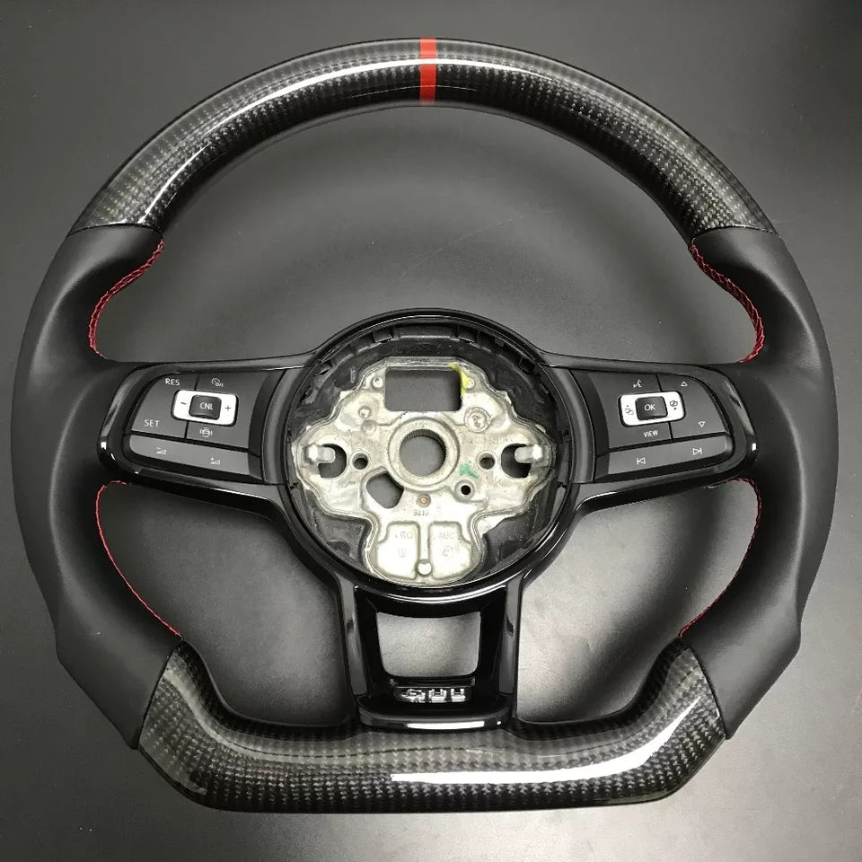 Carbon Fiber Steering Wheel Volkswagen mk7 Gti / R / Rline / Polo Aw1 (Airbag cover excl )