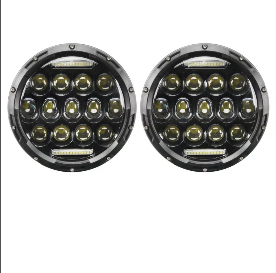 7 Inch 60W LED Headlight With DRL Daytime Running Light High Low Beam Amber Turn Signal