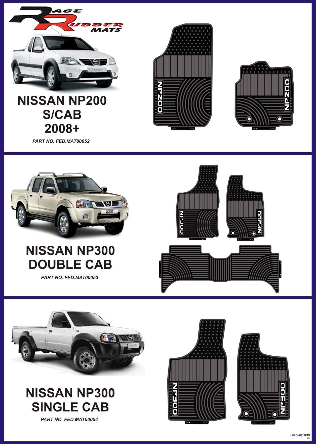 Nissan Np200 / Np300  Heavy Duty Rubber mats
