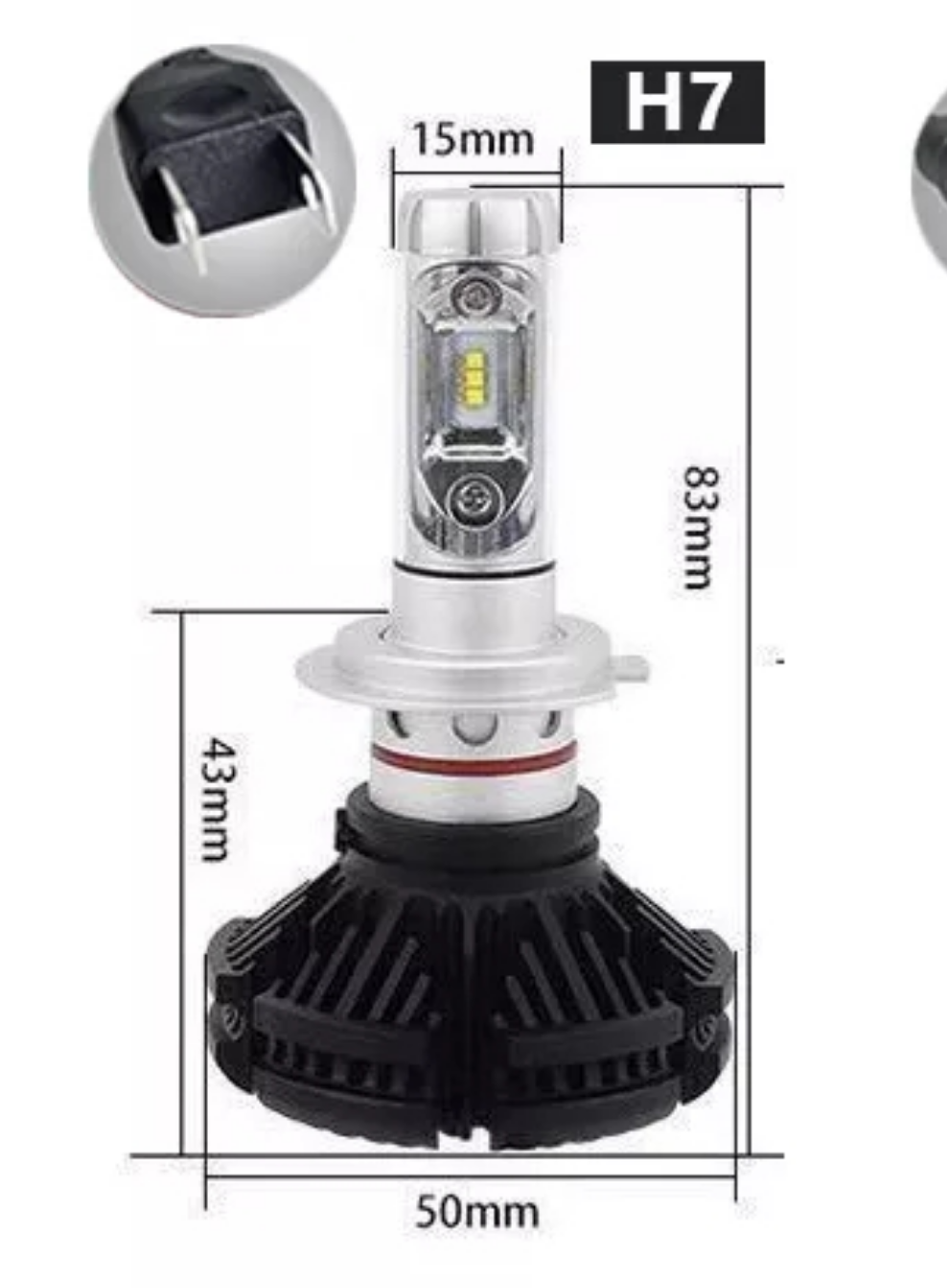 X3 LED-verligtingsgloeilampe 50W 6000k H4,H7,H11,H15,H1,9005