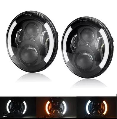 7 Inch 60W LED Headlight With DRL Daytime Running Light High Low Beam Amber Turn Signal
