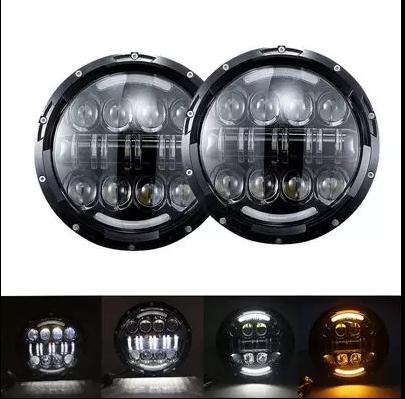 7 Inch 60W LED Headlight With DRL Daytime Running Light High Low Beam Amber Turn Signal