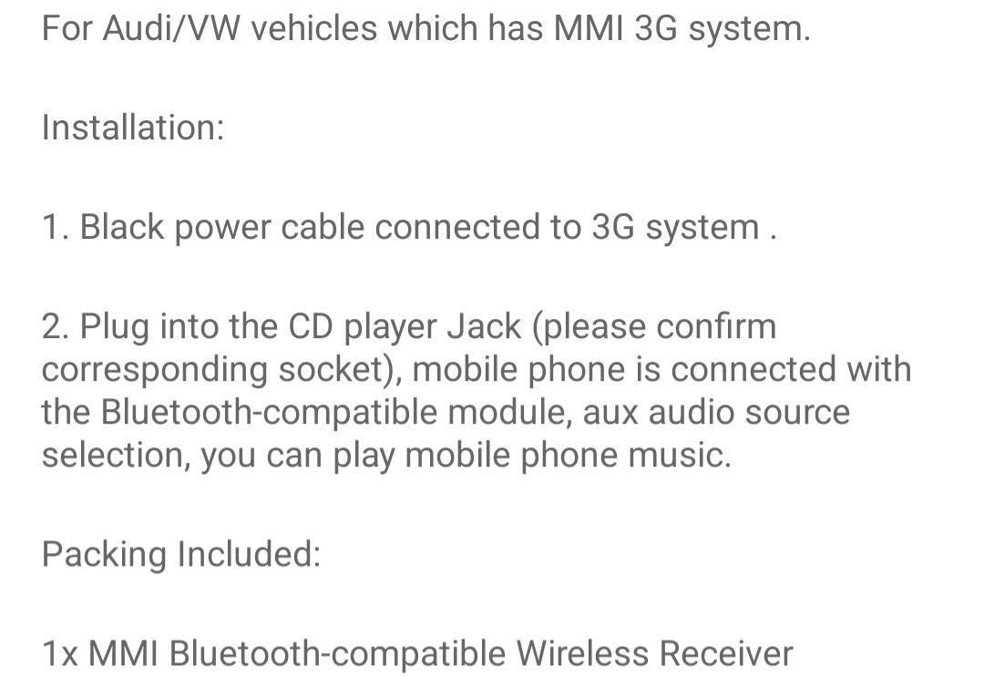 Volkswagen or Audi MMI cable to usb